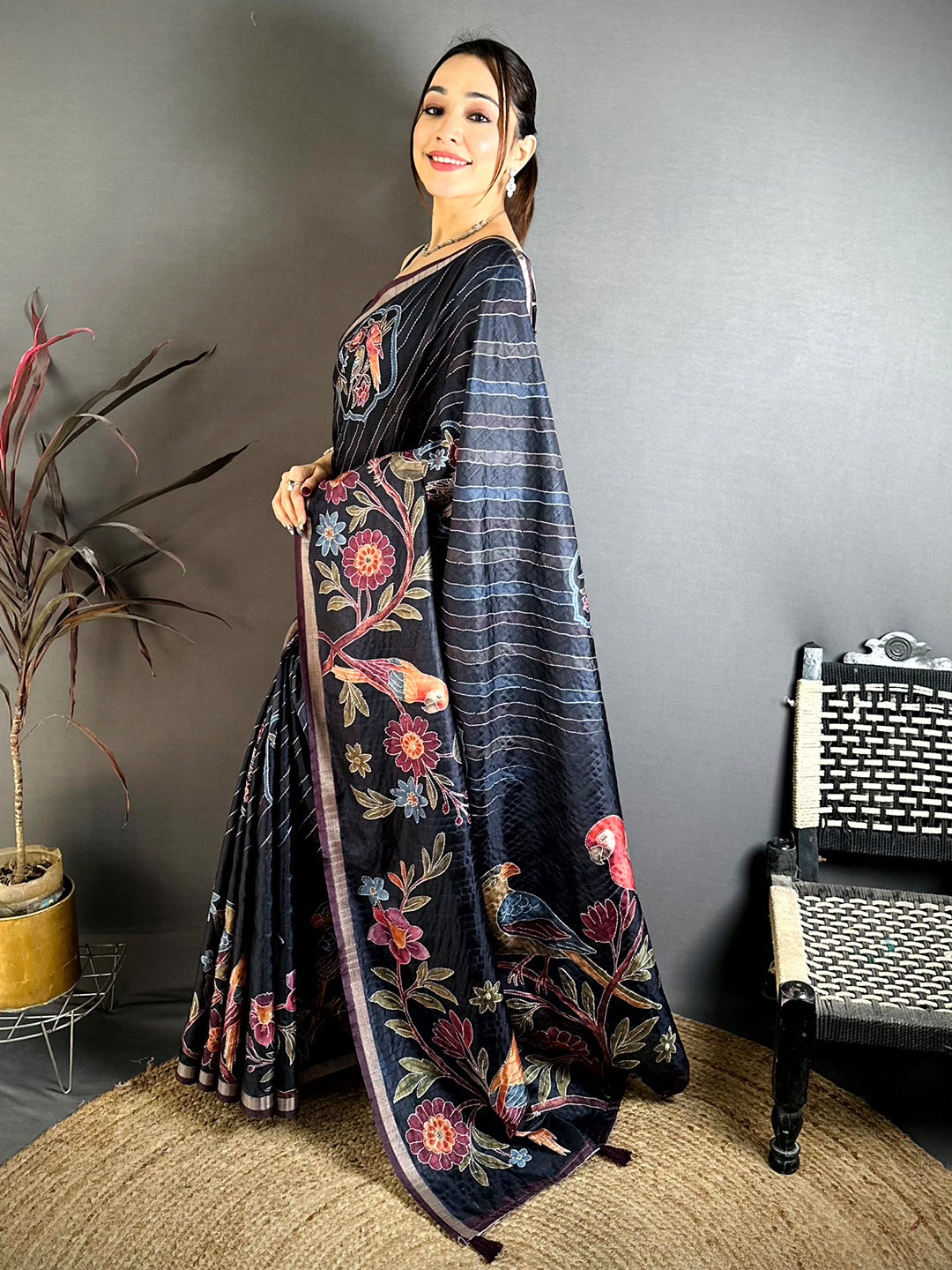 Radiance Tussar Digital Katha Saree