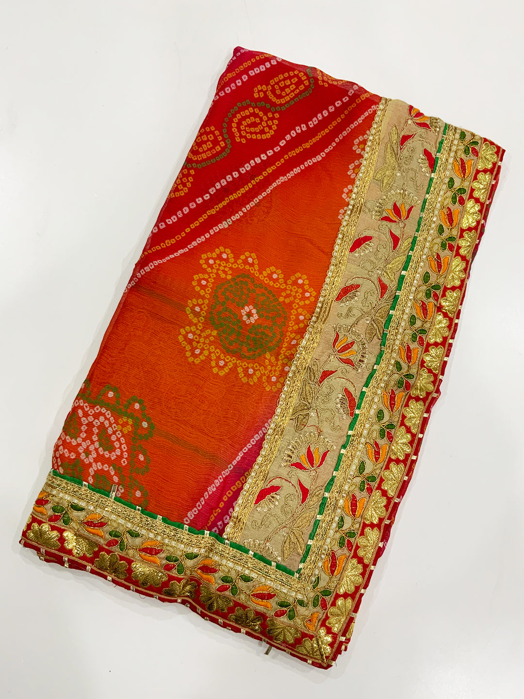Exclusive Bandhej Foil Chiffon Saree