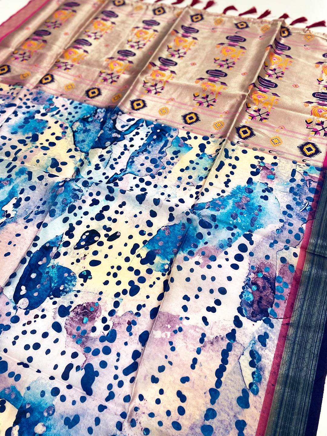 Multi Geometric Floral Pallu Saree