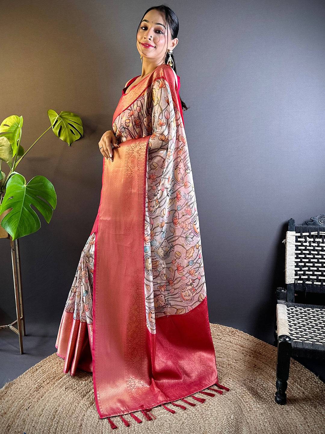 Kalamkari Bloom Kota Doriya Saree