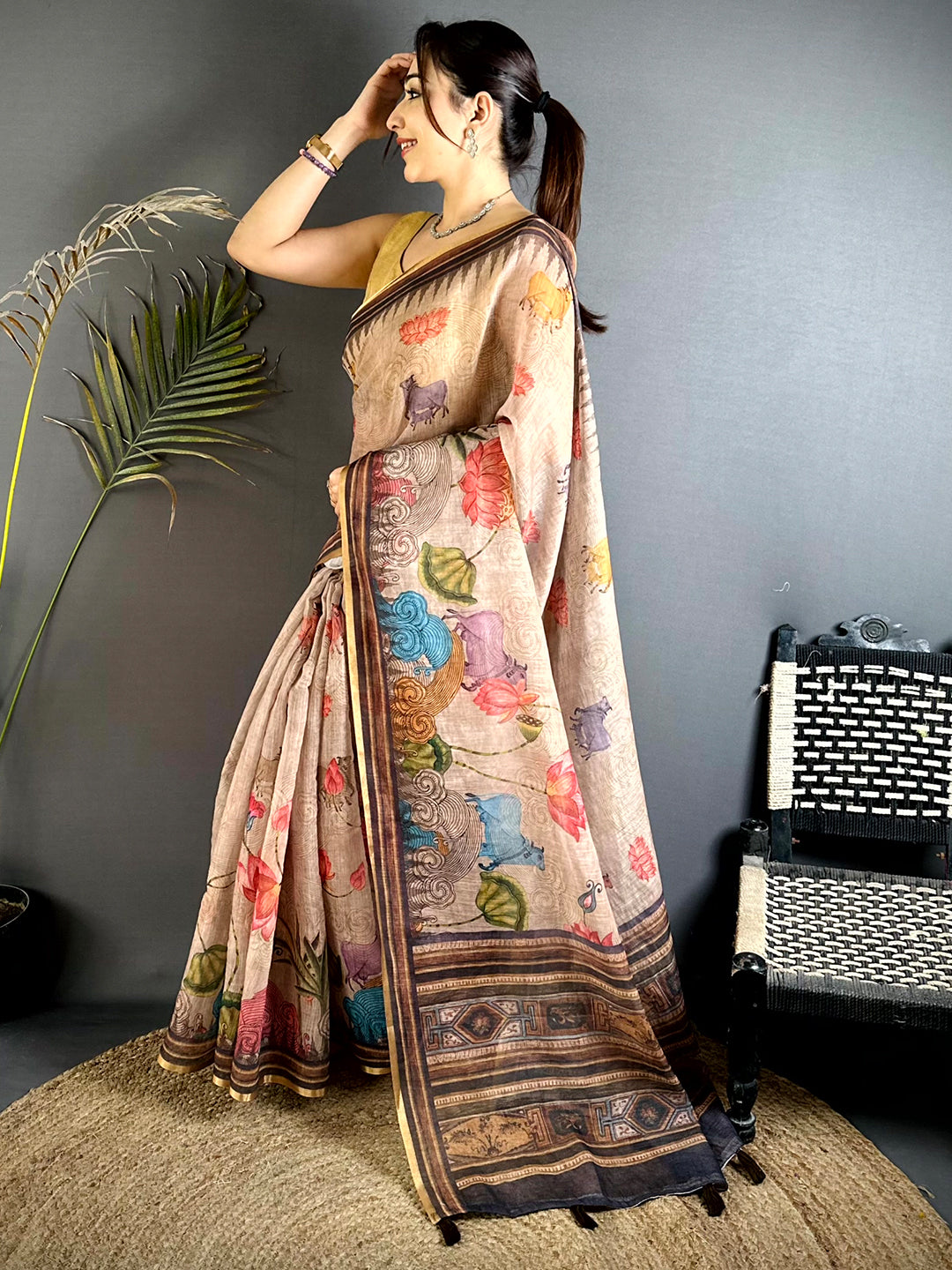 Opulent Pichwai Linen Tissue Saree