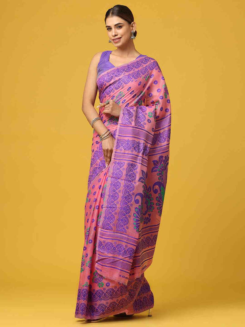 Purple Light Weight Dhakai Jamdani Saree