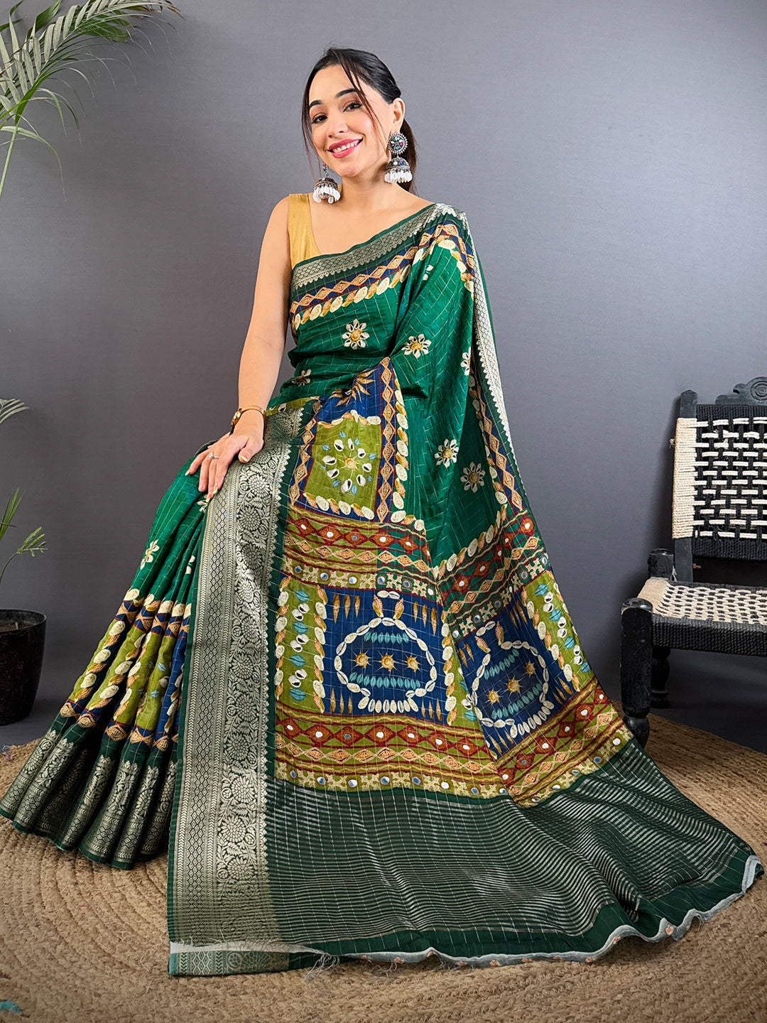 Elegant Bottle Green Kanchi Pattu Saree