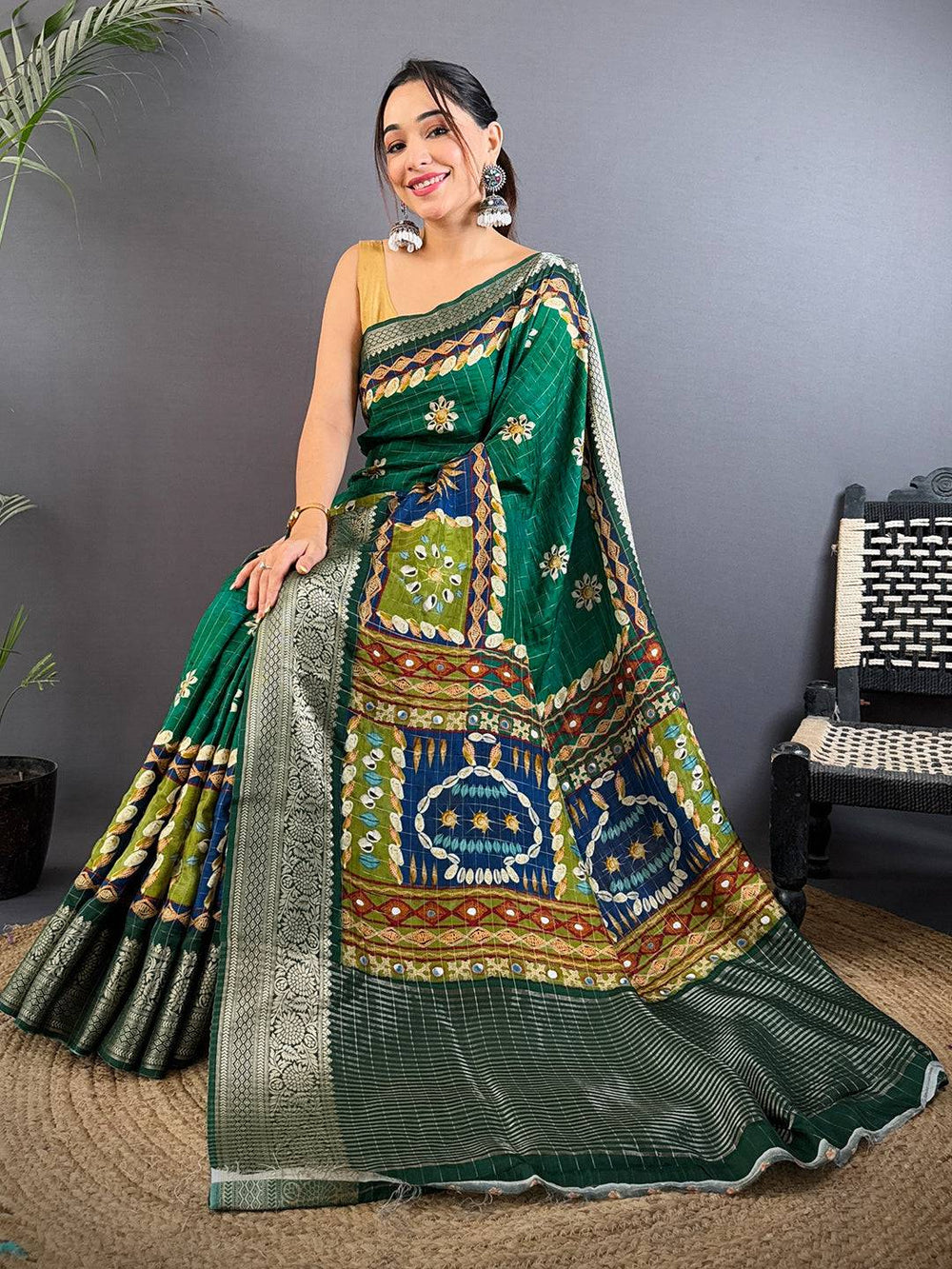 Elegant Bottle Green Kanchi Pattu Saree