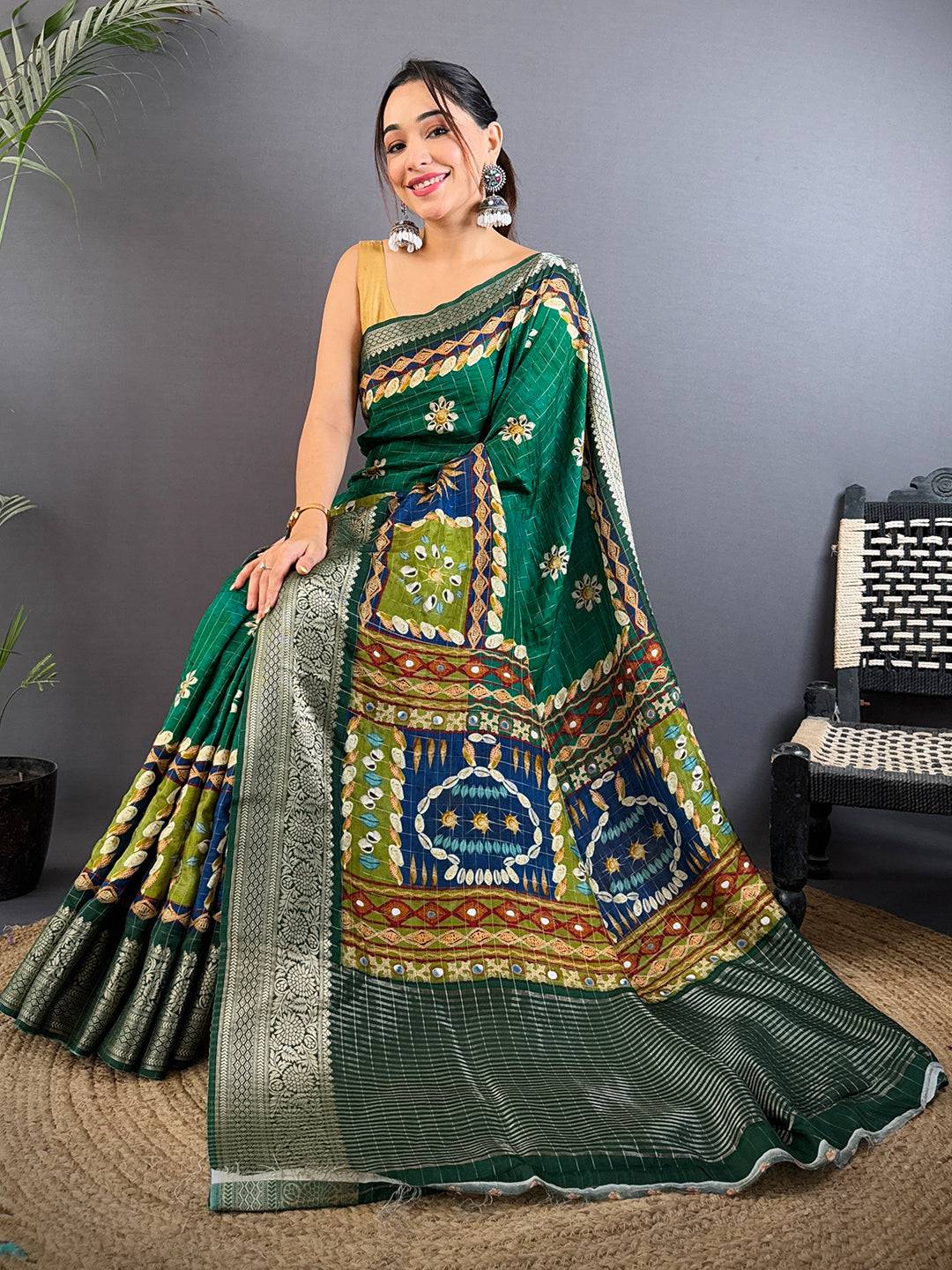 Elegant Bottle Green Kanchi Pattu Saree