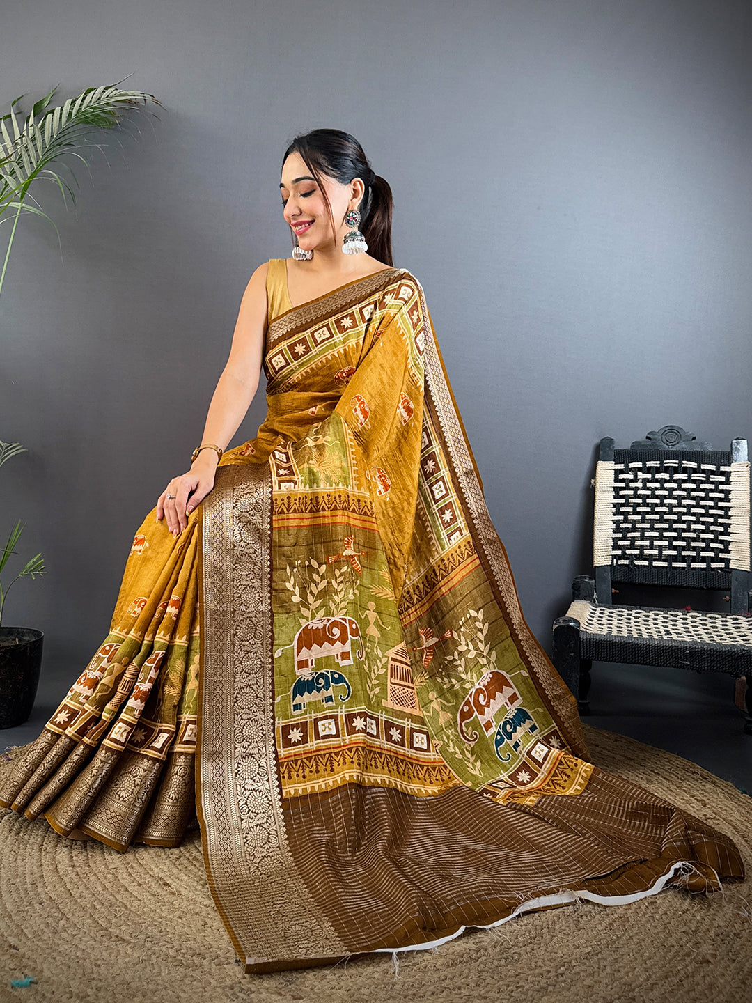 Radiant Viscose Kalamkari Printed Saree