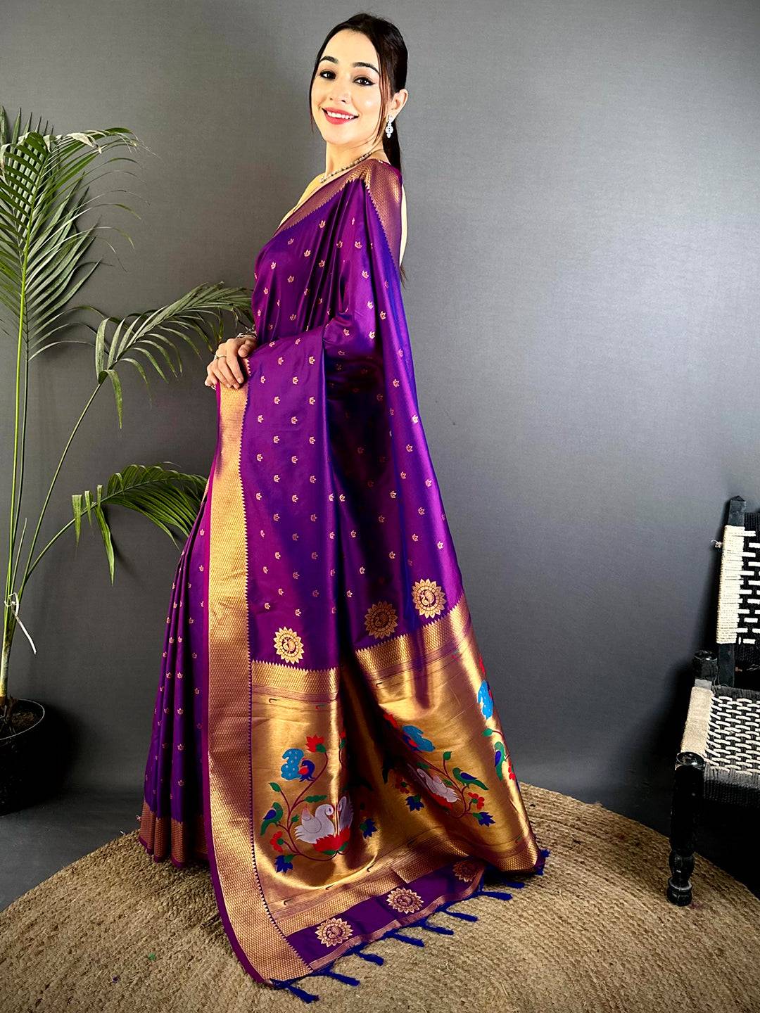 Royal Swan Meenakari Yevla Soft Silk Saree
