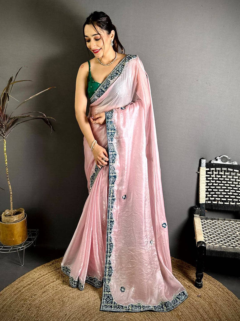 Royal Bandhej Border Chinnon Silk Saree
