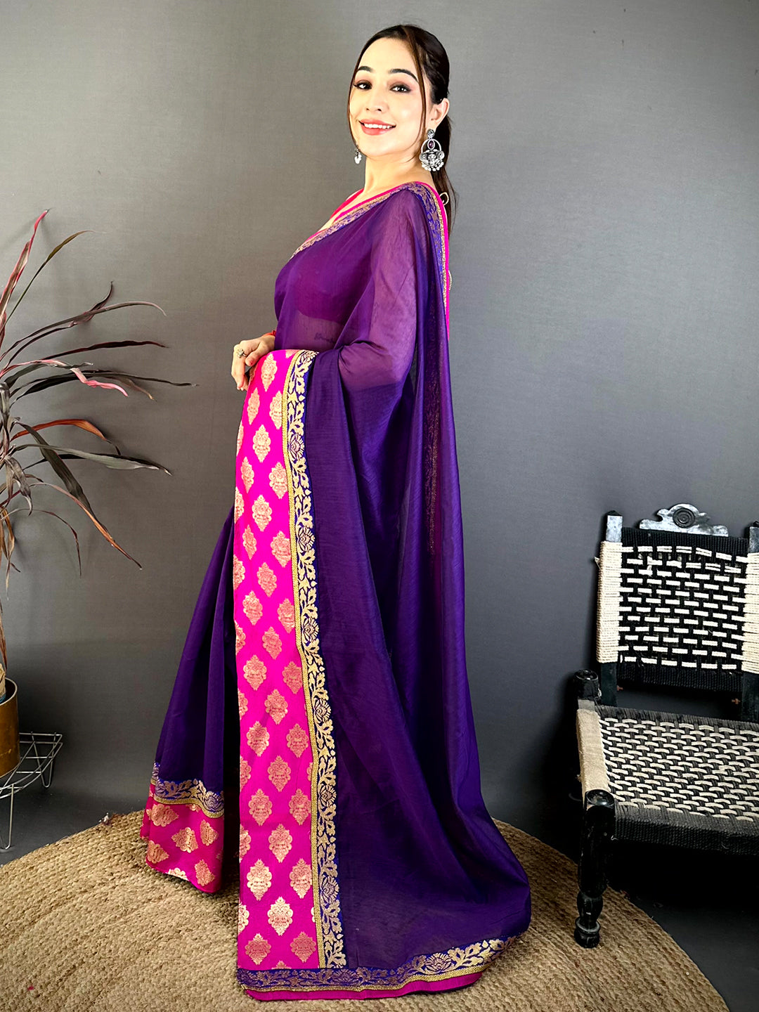 Pure Elegance Chanderi Zari Border Saree