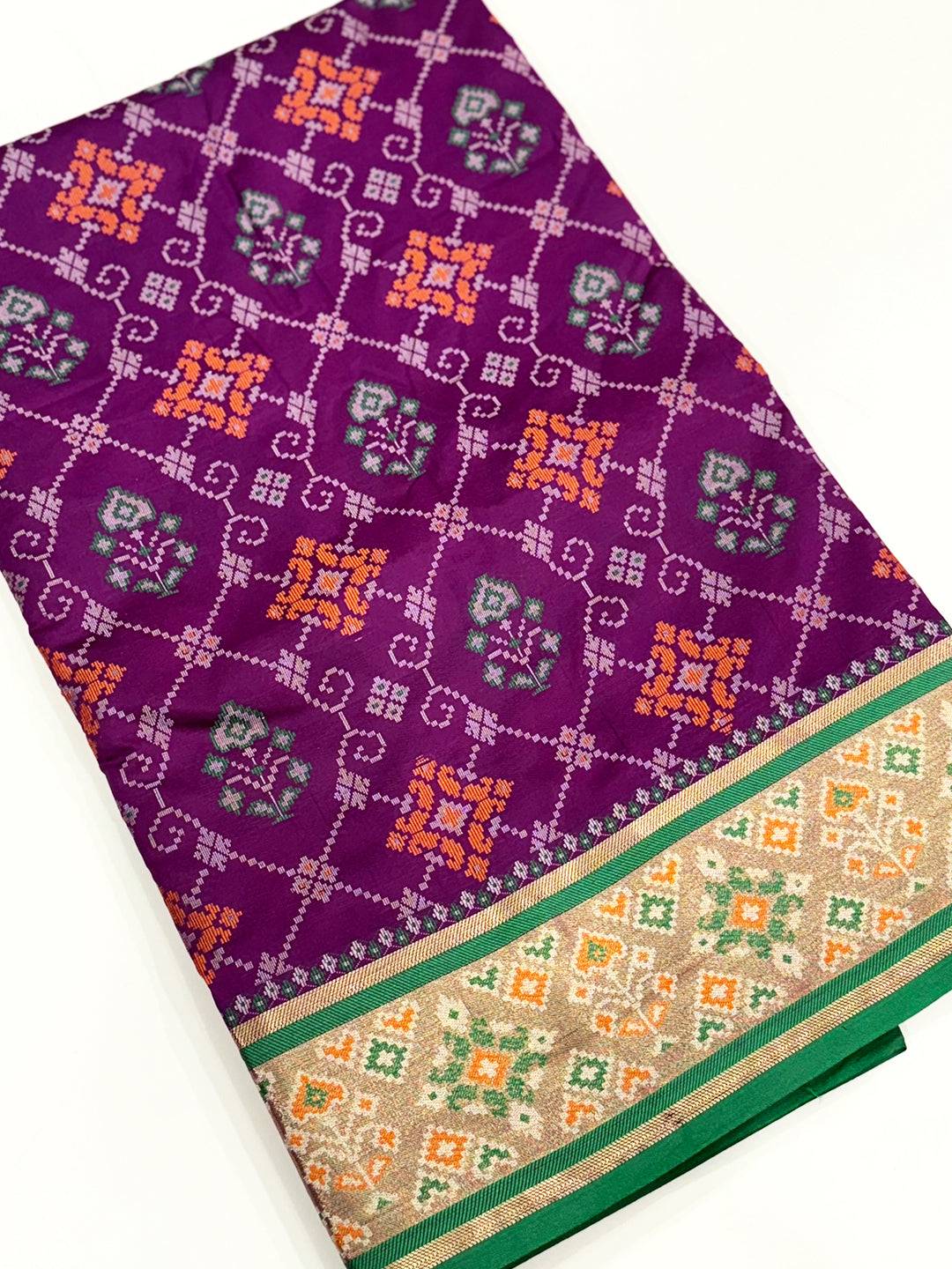 Wine Pochampally Patola Soft Silk Saree