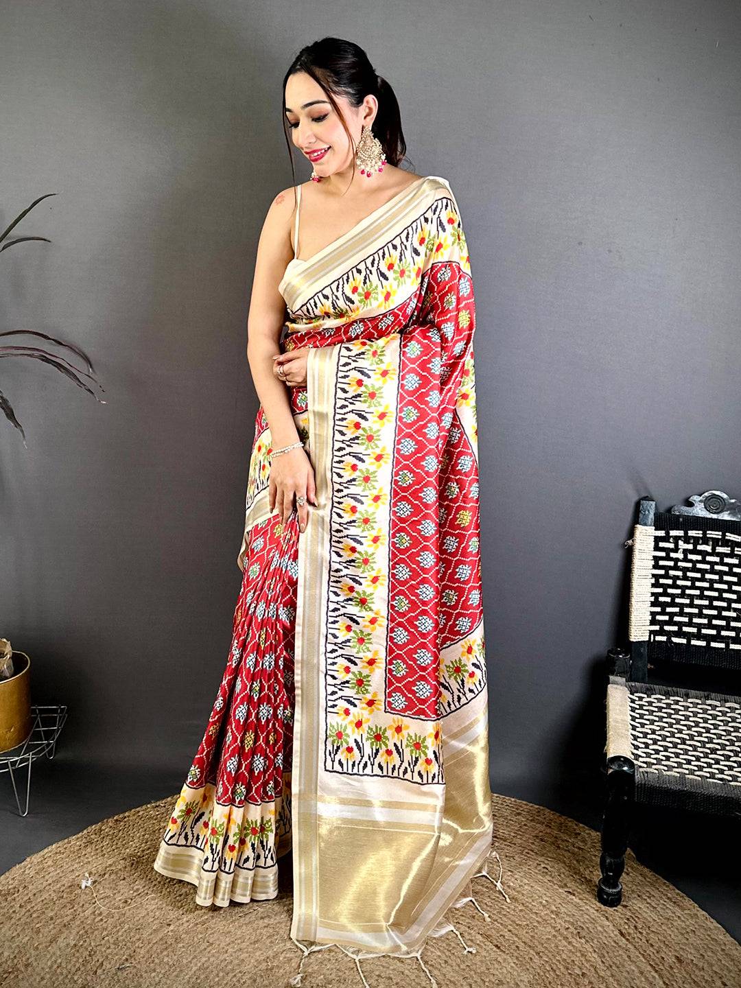 Opulent Digital Ikkat Kanchi Silk Saree