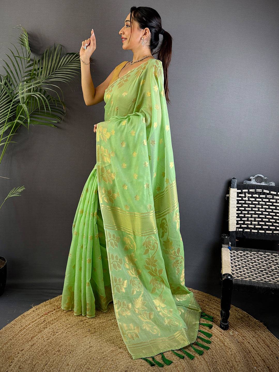 Elegant Essence Cotton Silk Dhakai Saree