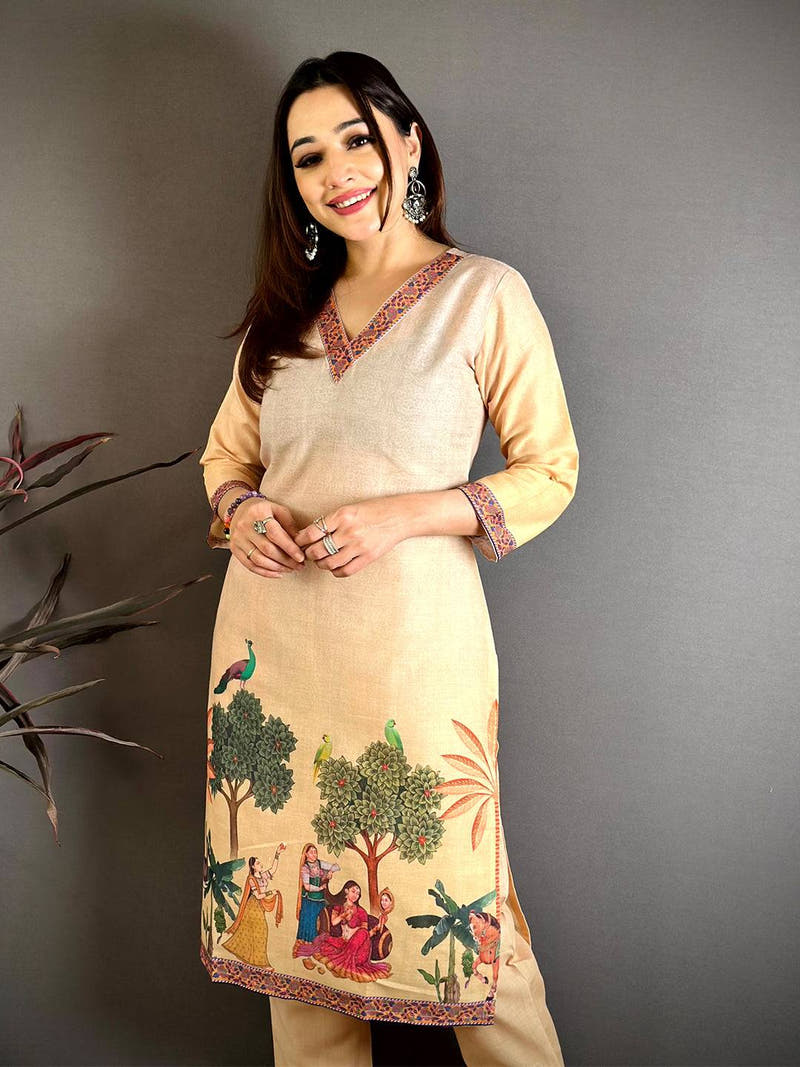 Elegant Mughal V Neck Kurti