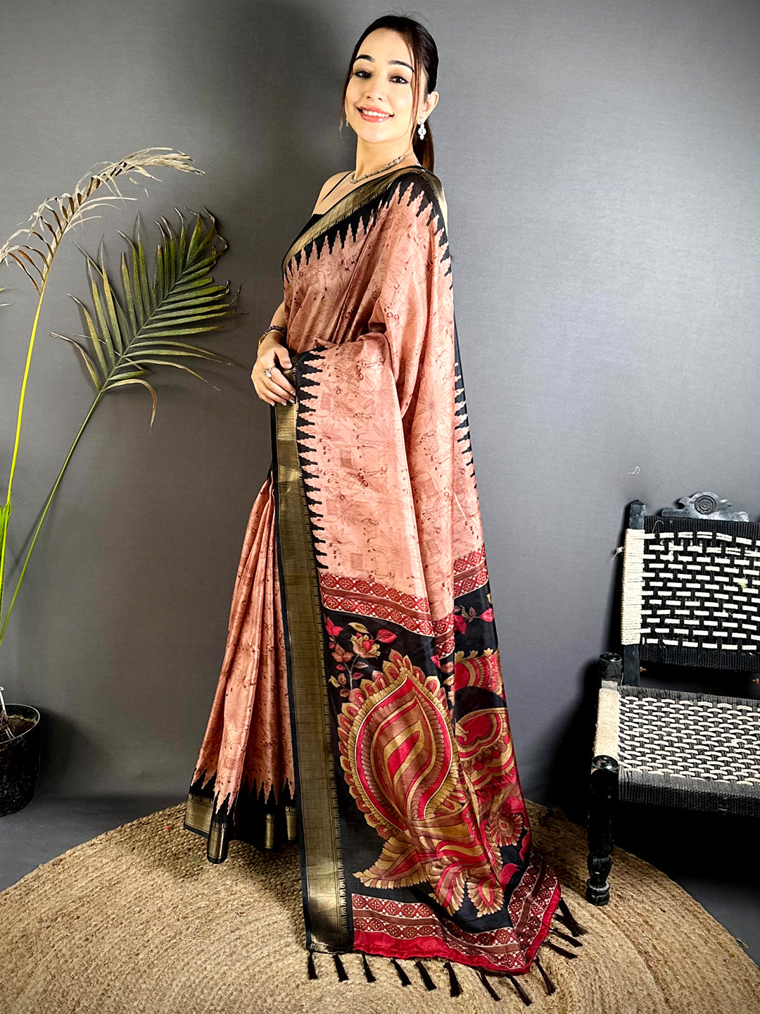 Radiance Kalamkari Dola Silk Saree