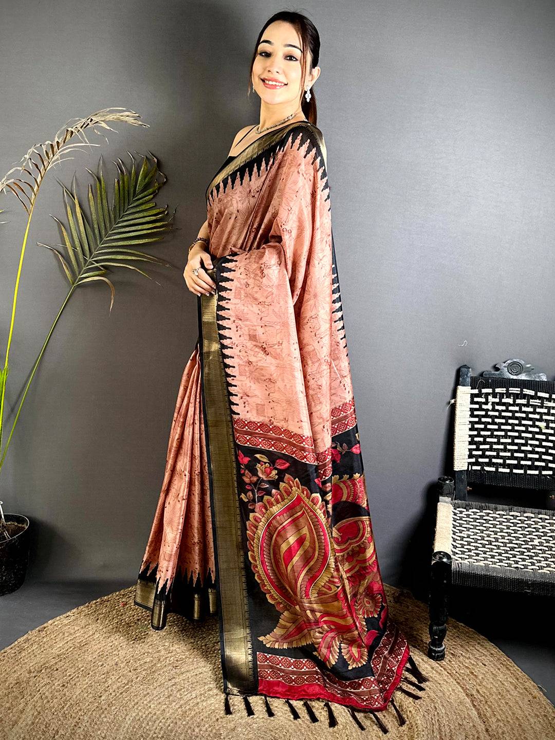 Radiance Kalamkari Dola Silk Saree