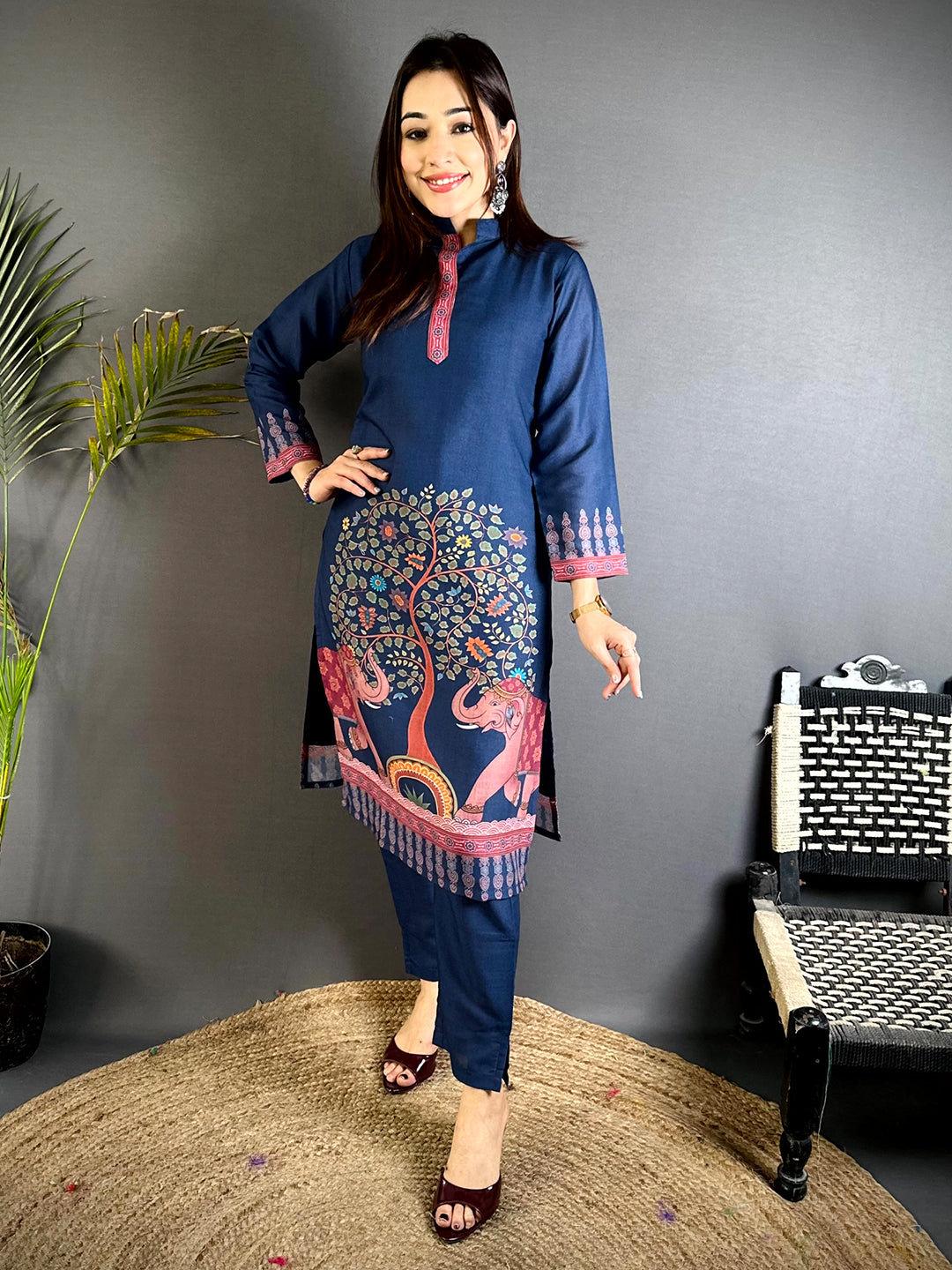 Kalamkari Collar Neck Mull Kurti