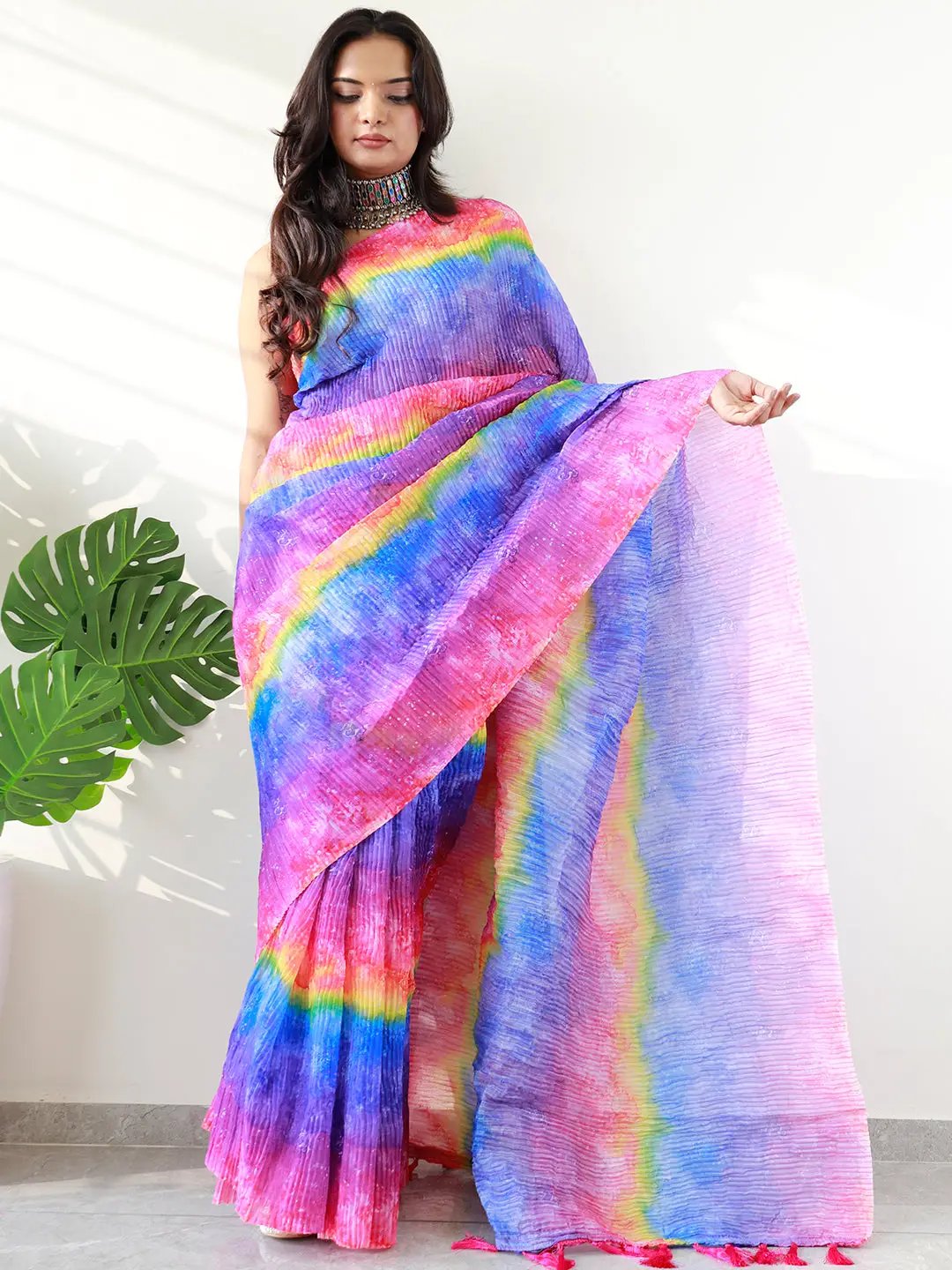 Multy Colored Print Bollywood Saree