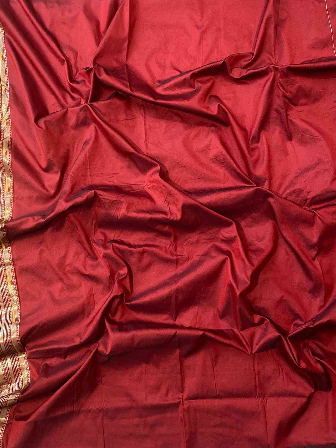Red blouse piece for Paithani silk saree.