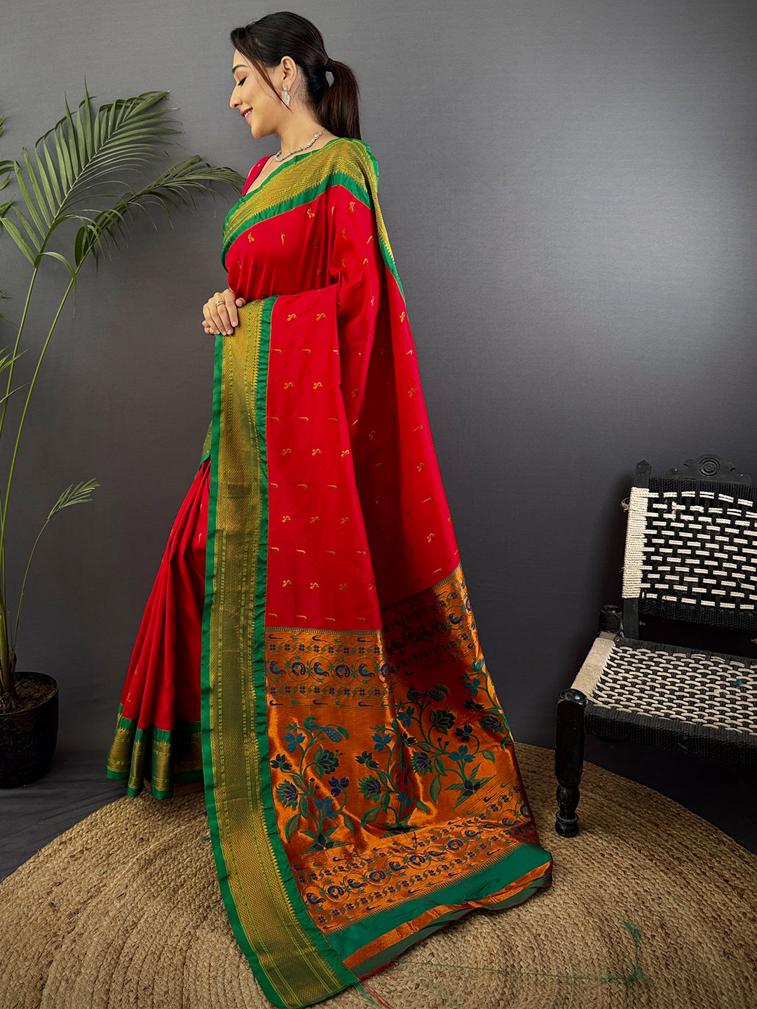 Red Soft Silk Paithani Saree