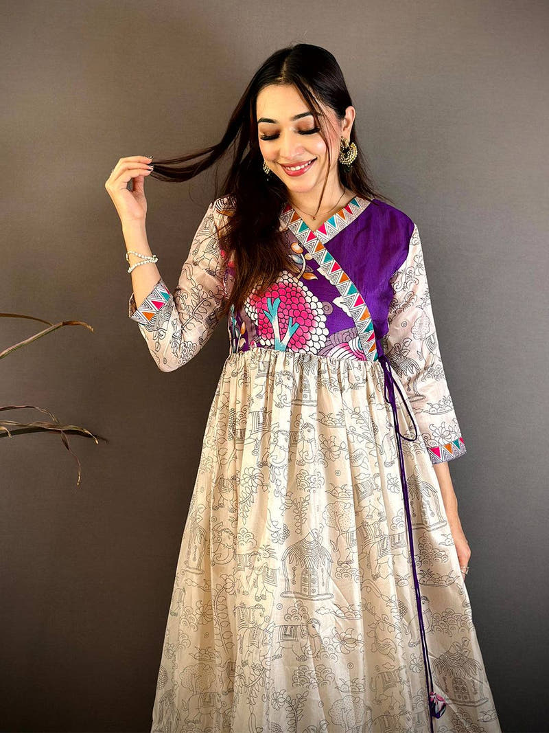 Stylish Dola Silk V Neck Gown