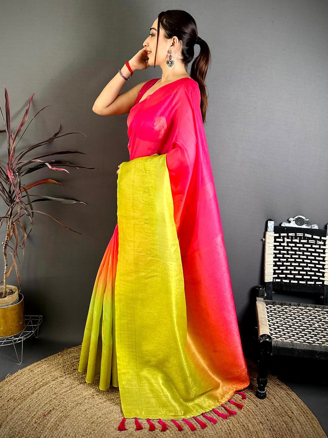 Classic Slub 4D Print Pallu Saree