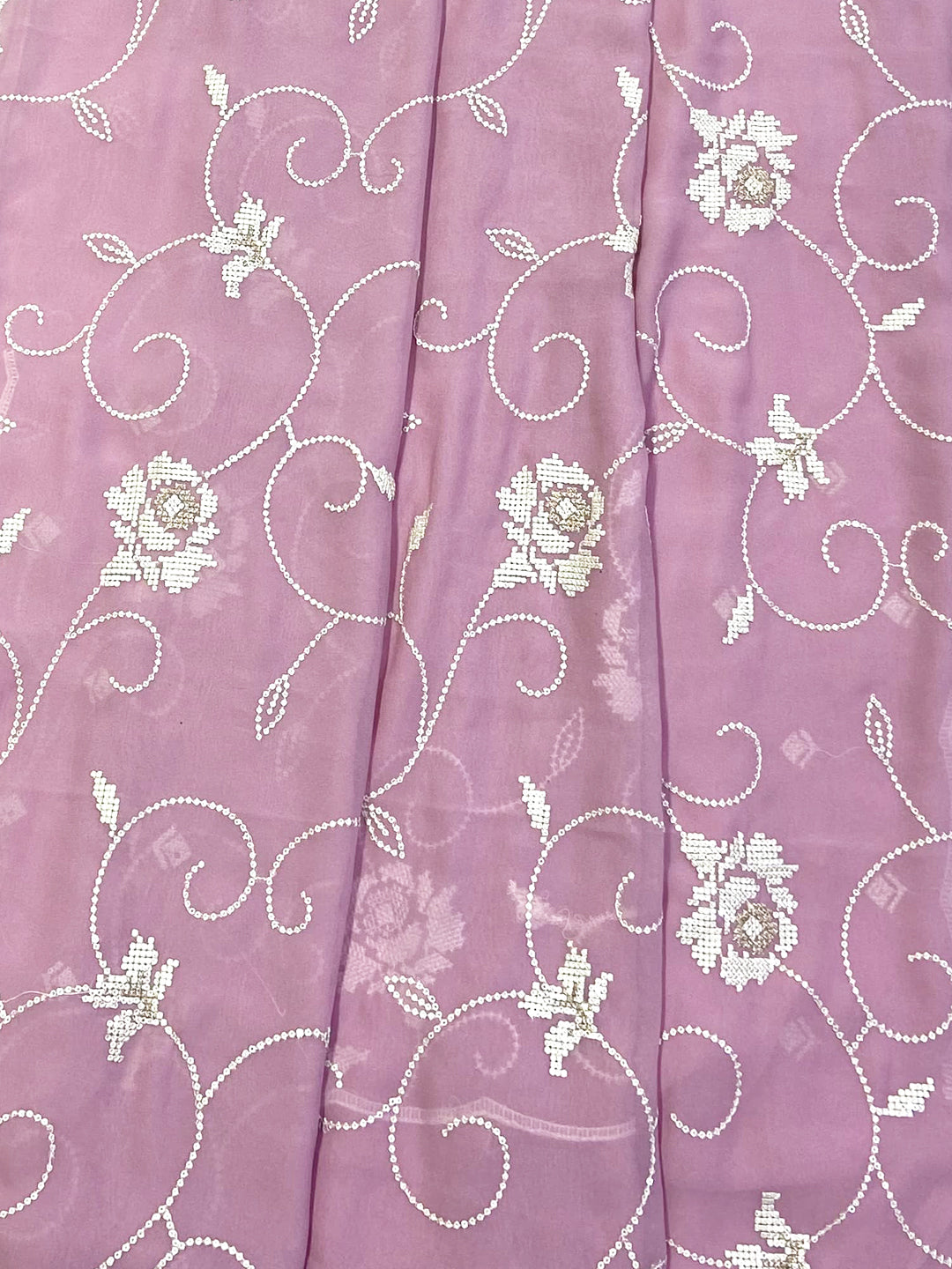 Lavender Georgette Sequin Embroidery Saree
