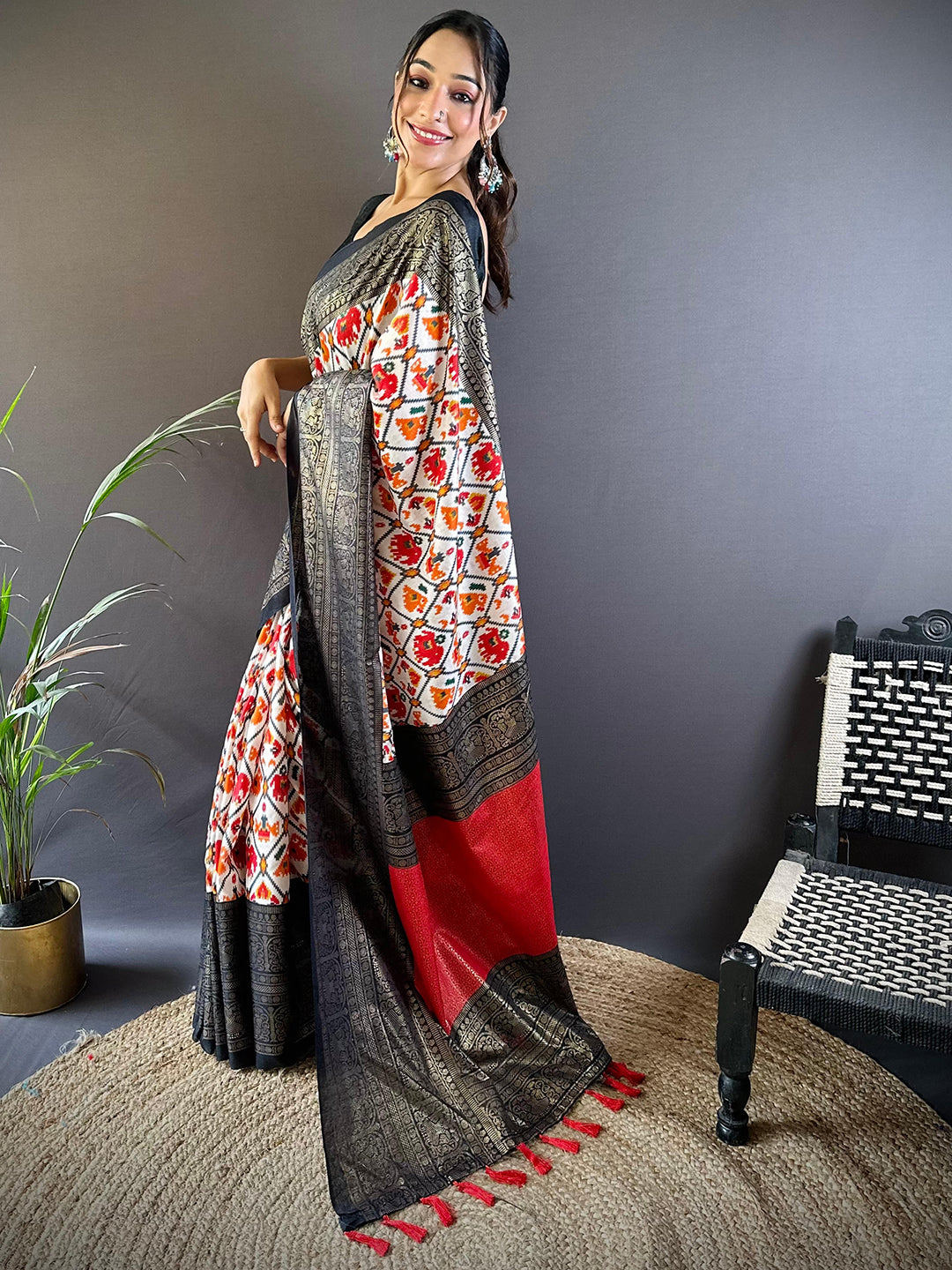 Design Soft Chanderi Silk Patola Design Festive Wear Saree