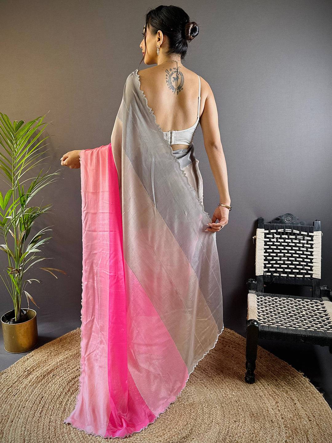 Zarocan Stone Cut Work Border Saree