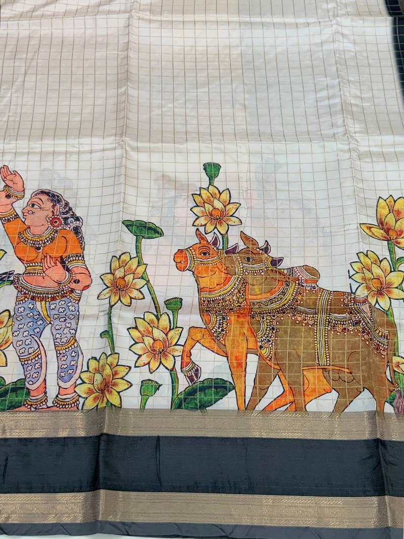 Tradition Kalamkari Satin Bentex Gadwal Saree