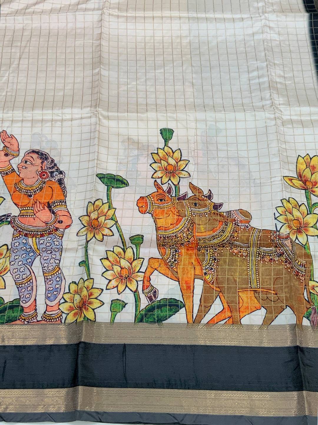 Tradition Kalamkari Satin Bentex Gadwal Saree
