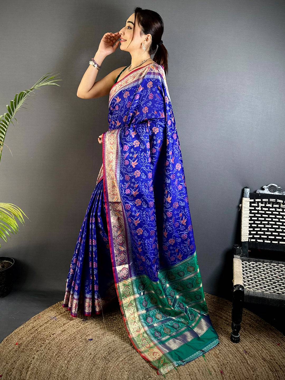 Purple Pochampally Double Ikkat Saree