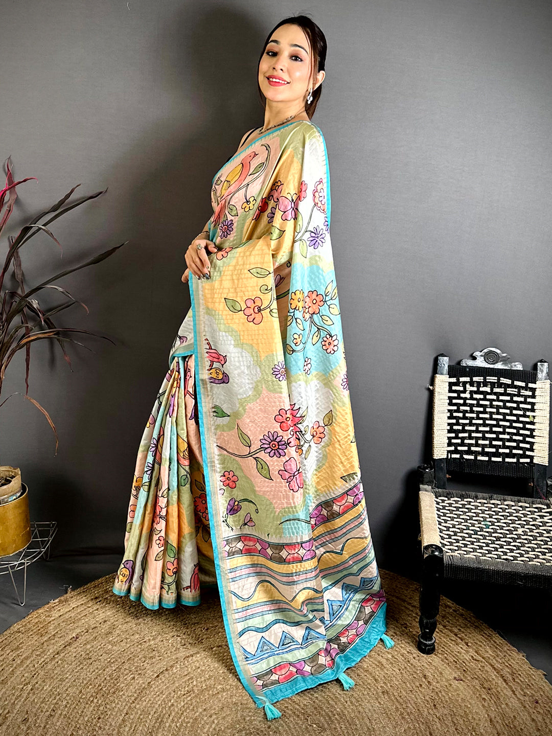Radiance Folk Art Tussar Ghicha Saree