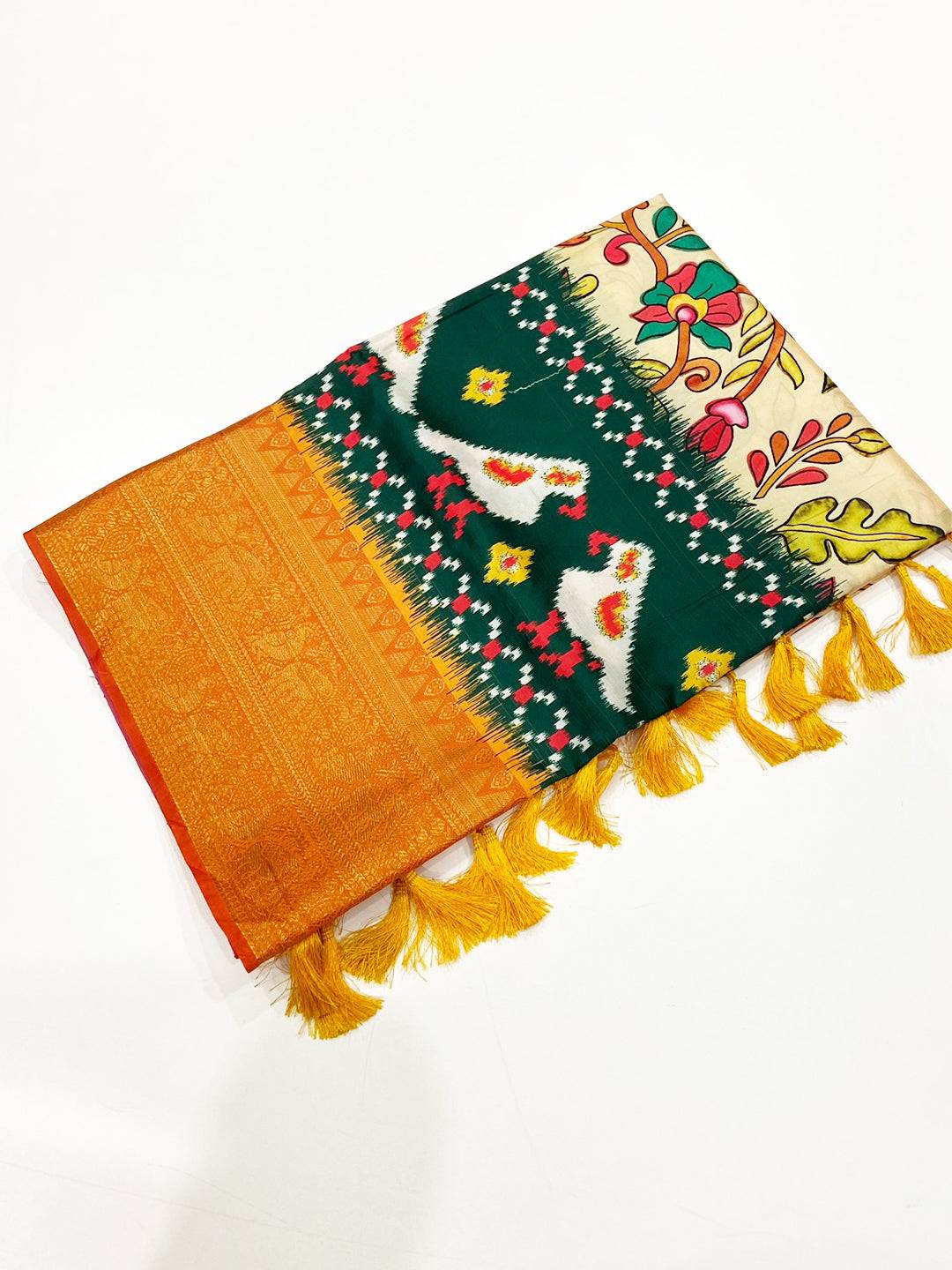 Regal Cream Floral Banarasi Silk Saree