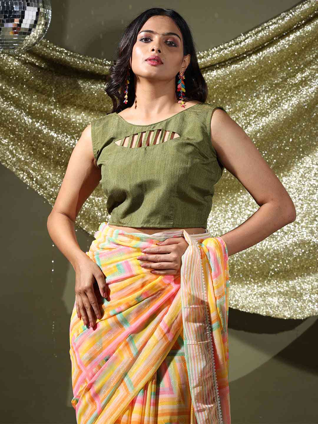 Soft Georgette Multi Colored Saree