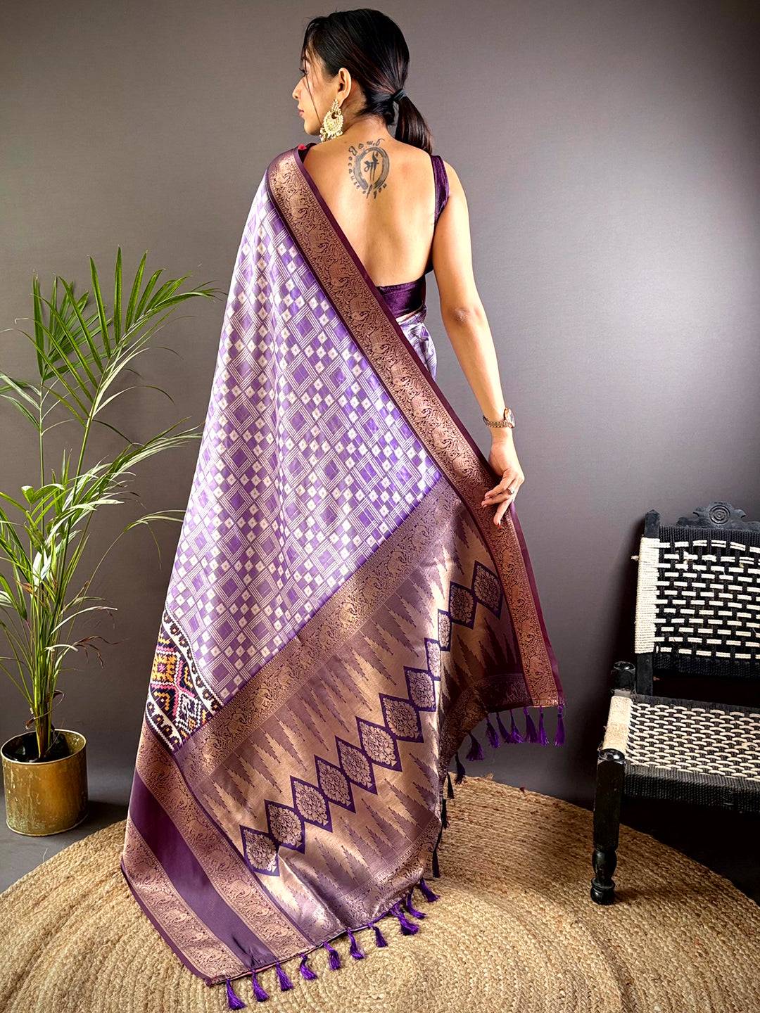 Purple Patola Silk Zari Saree