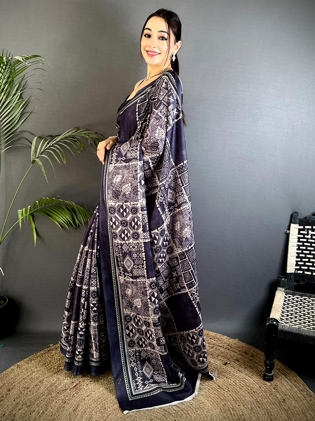 Elegant Soft Tussar Digital Print Saree