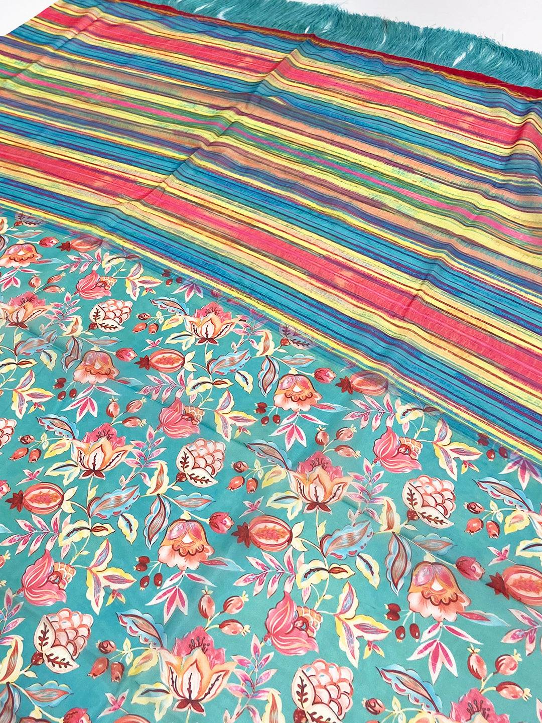 Serene Turquoise Tebi Silk Saree