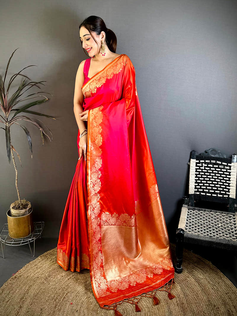 Elegant Ombre Weaving Mashru Silk Saree