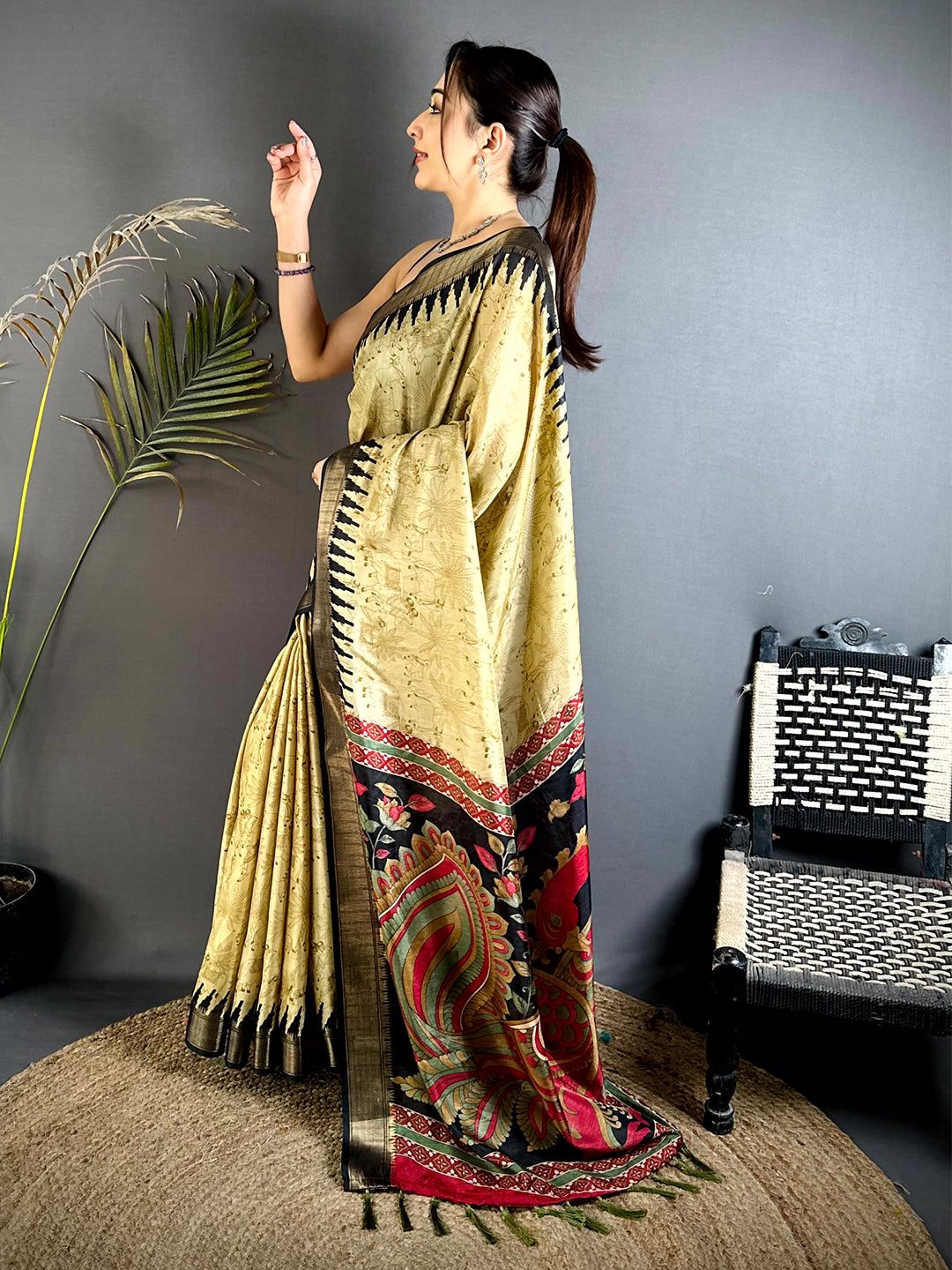 Regal Kalamkari Dola Silk Saree