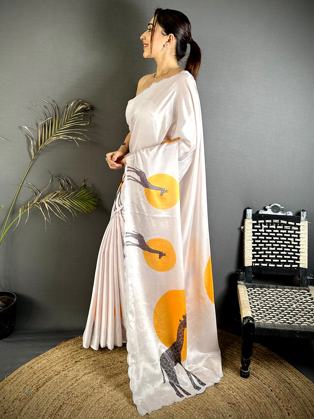 Soft Chiffon Animal Print Saree