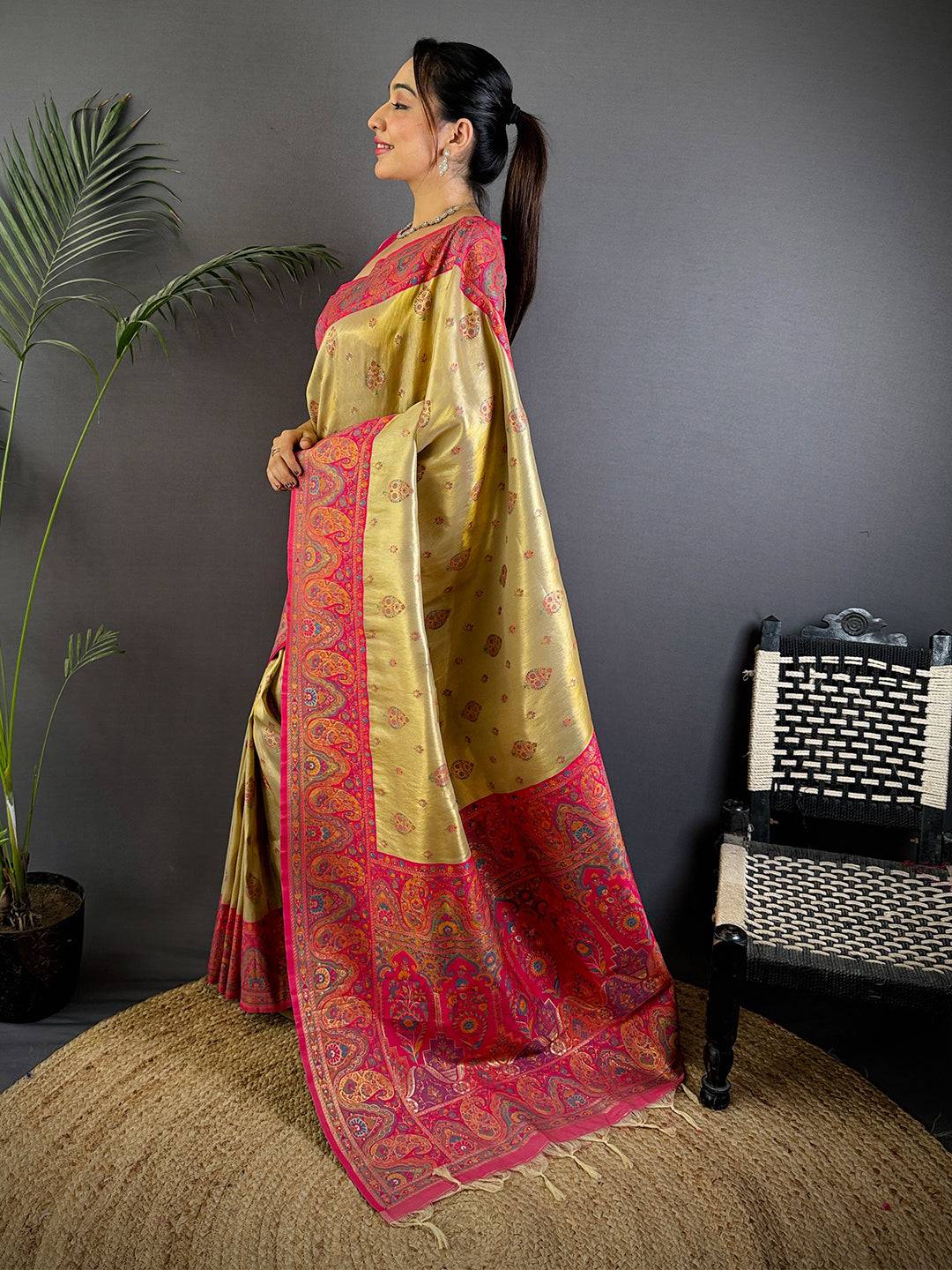 Golden Glow Dharmavaram Silk Saree