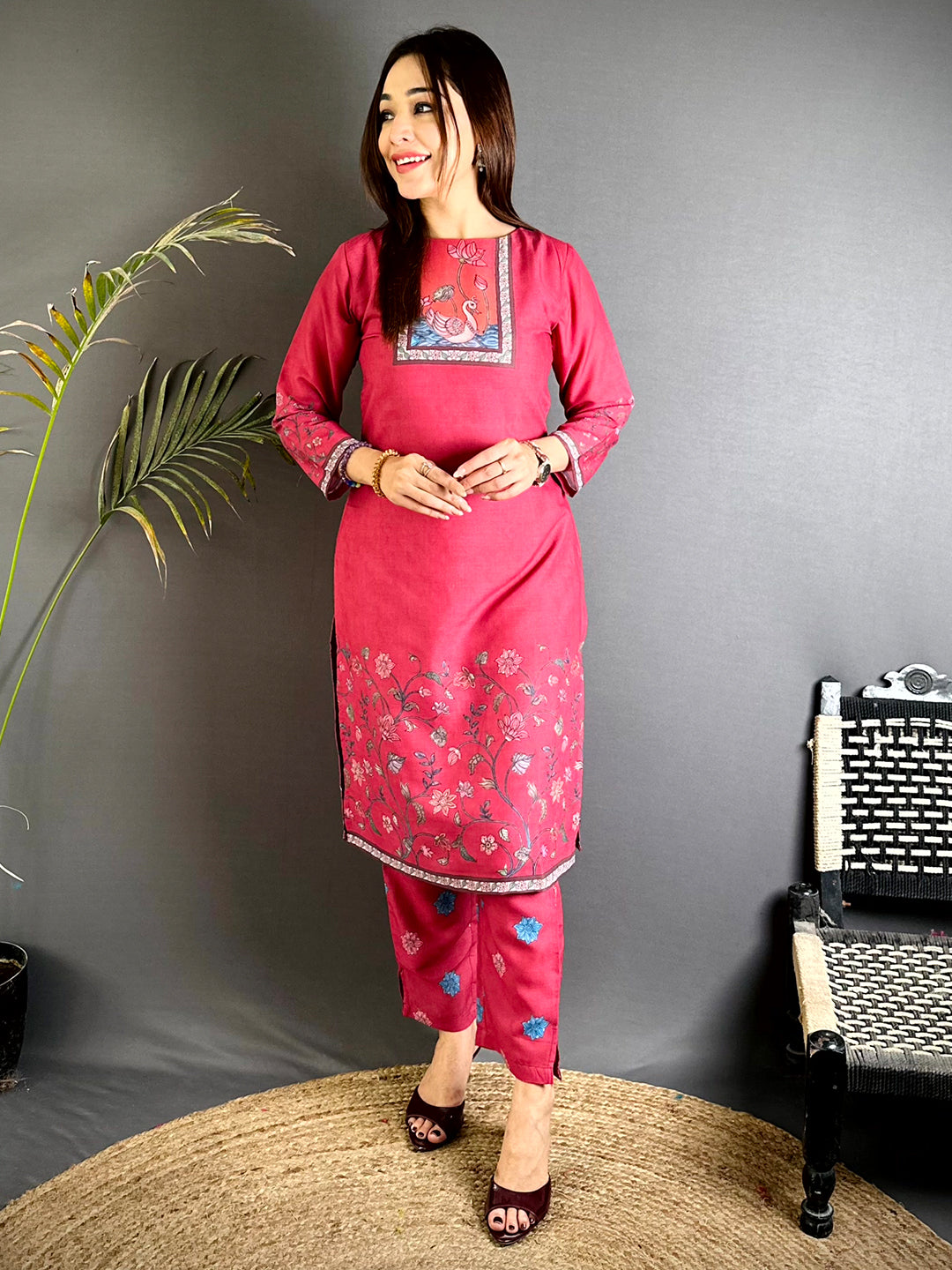 Crew Neck Kalamkari Art Kurti