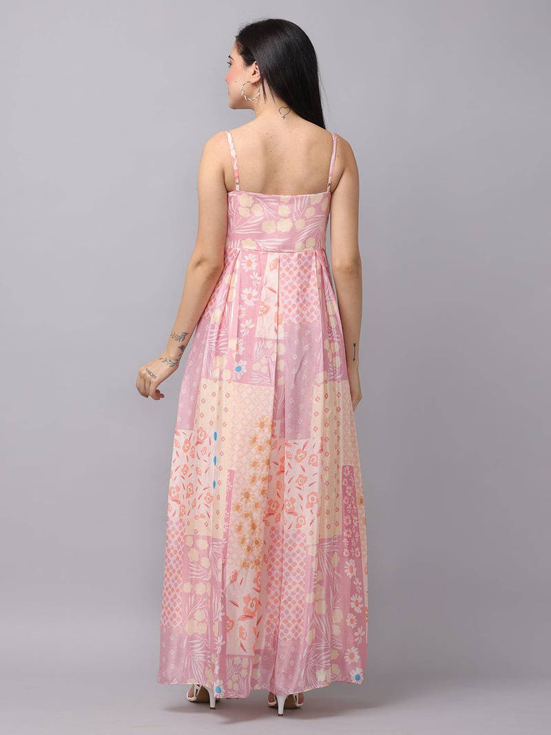 Lavender sweetheart neck dress, back view