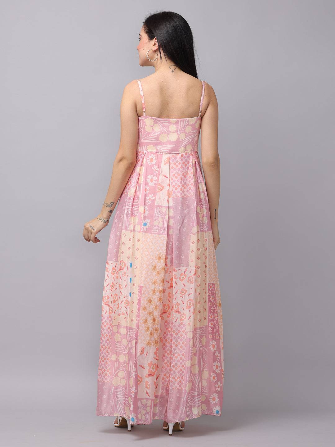 Lavender sweetheart neck dress, back view