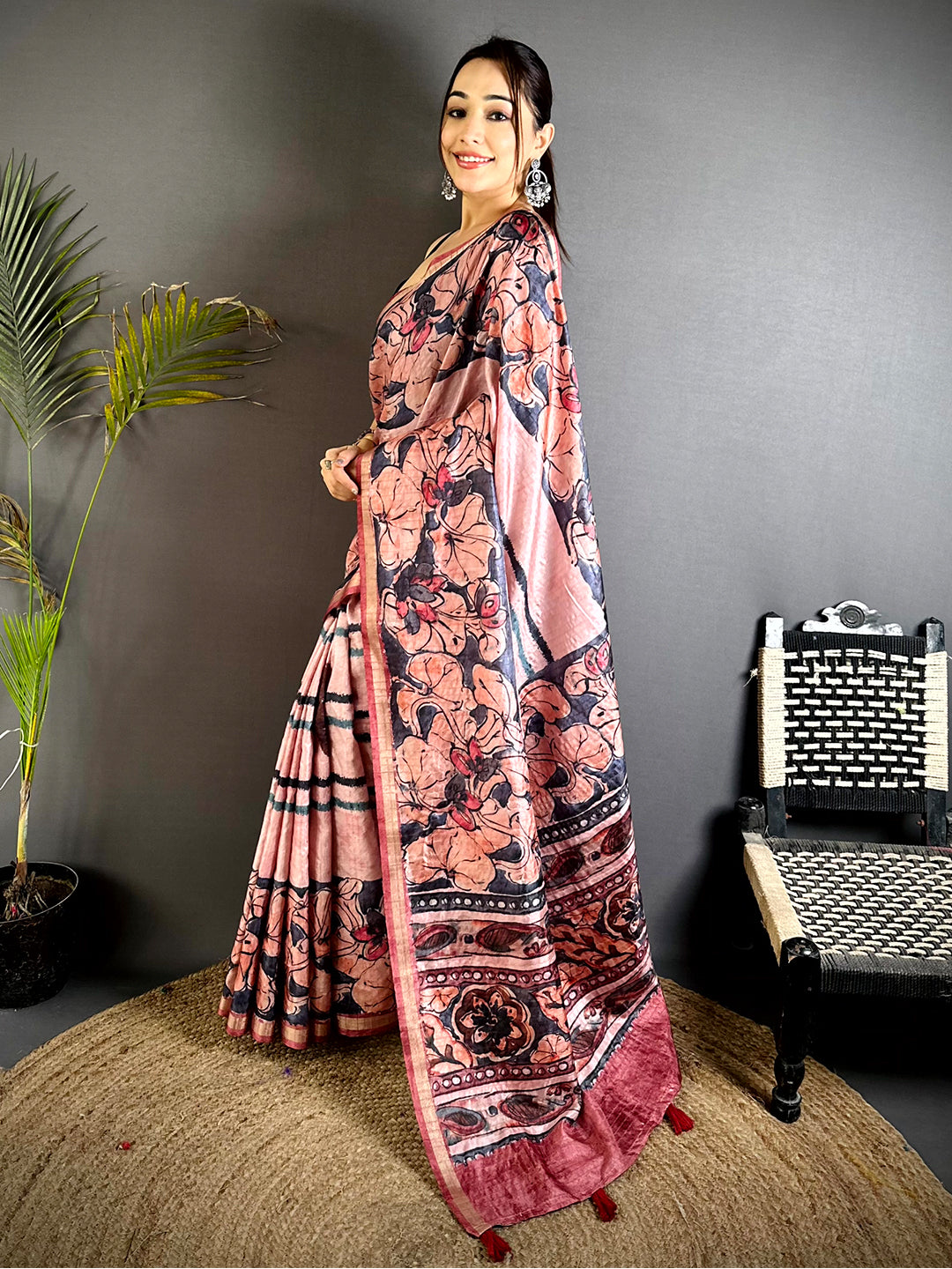 Majestic Ghicha Tussar Digital Art Saree