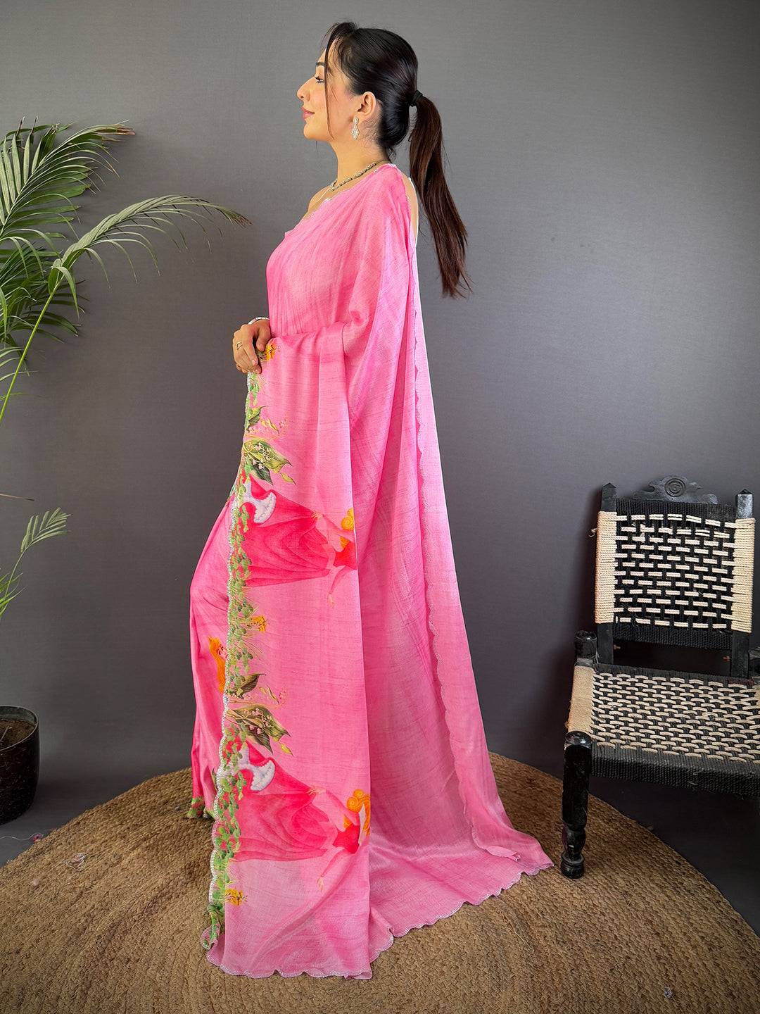Heritage Barbie Digital Print Chinnon Saree