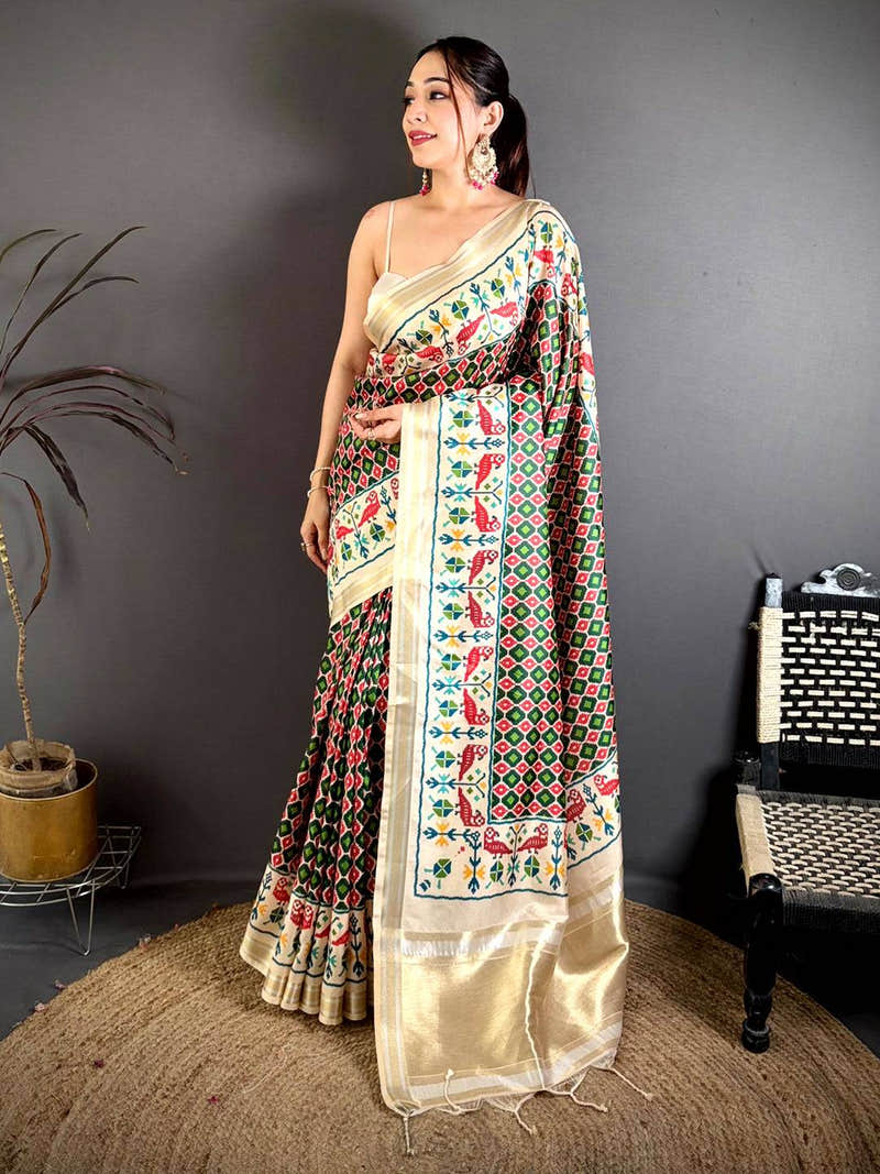 Heritage Ikkat Soft Kanchi Silk Saree