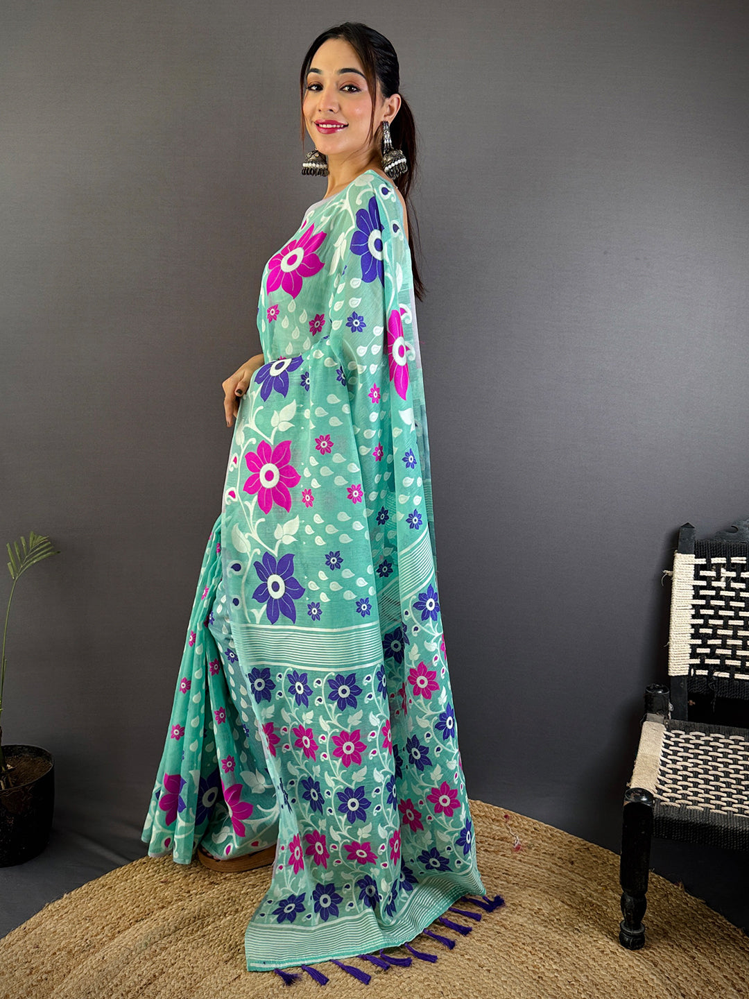Royal Dhakai Jamdani Cotton Silk Saree