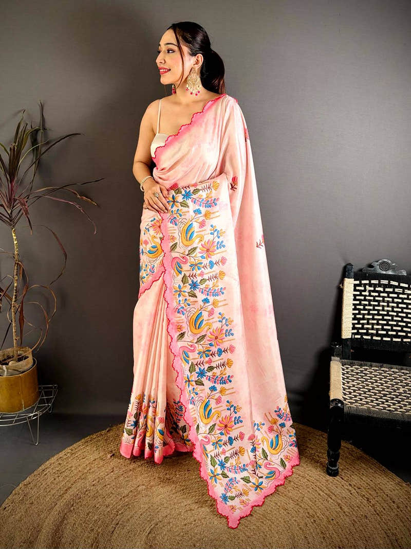 Soft Tussar Duck Kalamkari Print Saree
