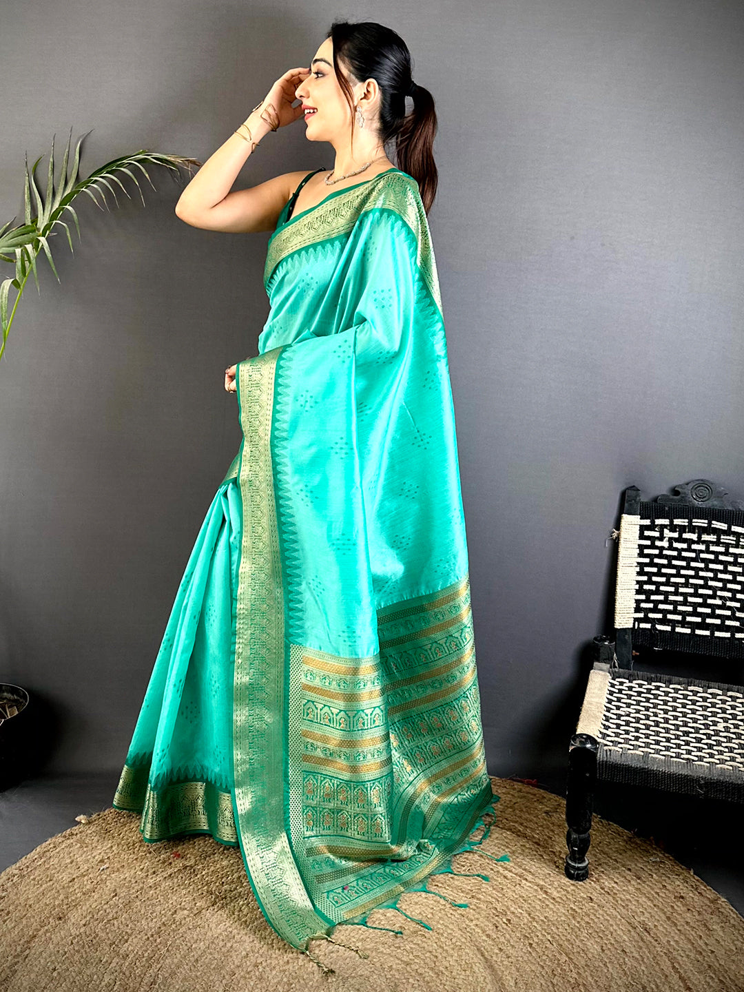 Rama Bandhej Weave Kanchi Pattu Saree